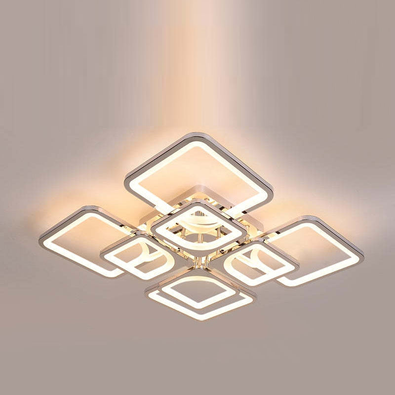 Arisha Design Luxus Quadrat LED Deckenleuchte Metall Acryl Wohnzimmer Schlafzimmer Esszimmer