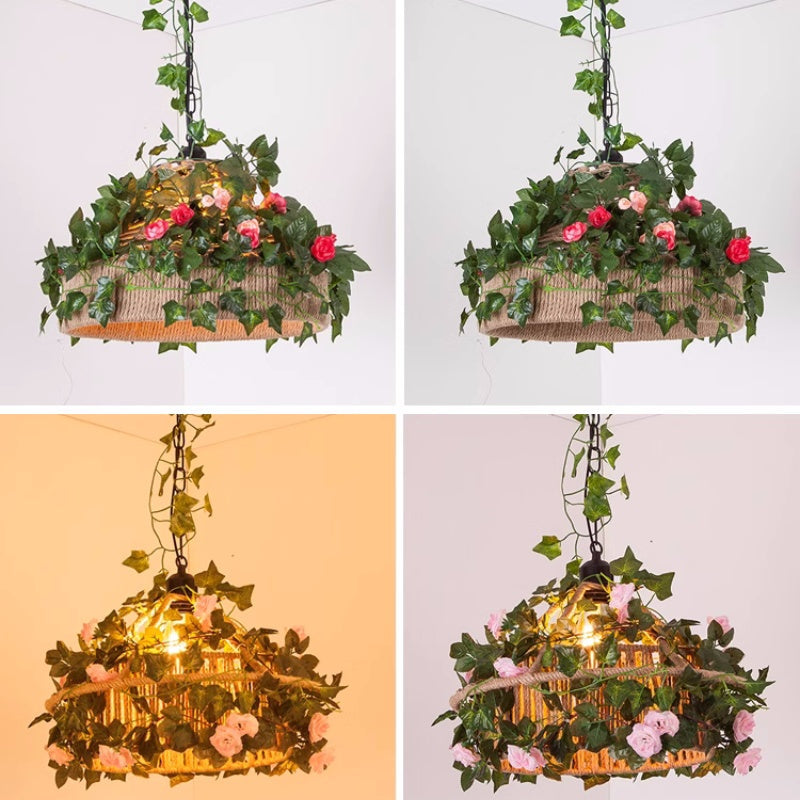 Valentina Retro LED Pendelleuchte Rattan Restaurant Schlafzimmer