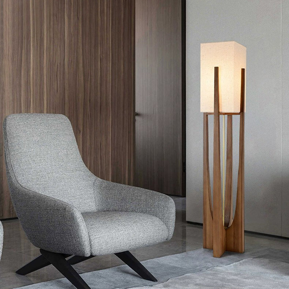Muto Design LED Stehlampe Holzfarbe Wohn/Arbeits/Schlaf/Esszimmer Holz&Stoff