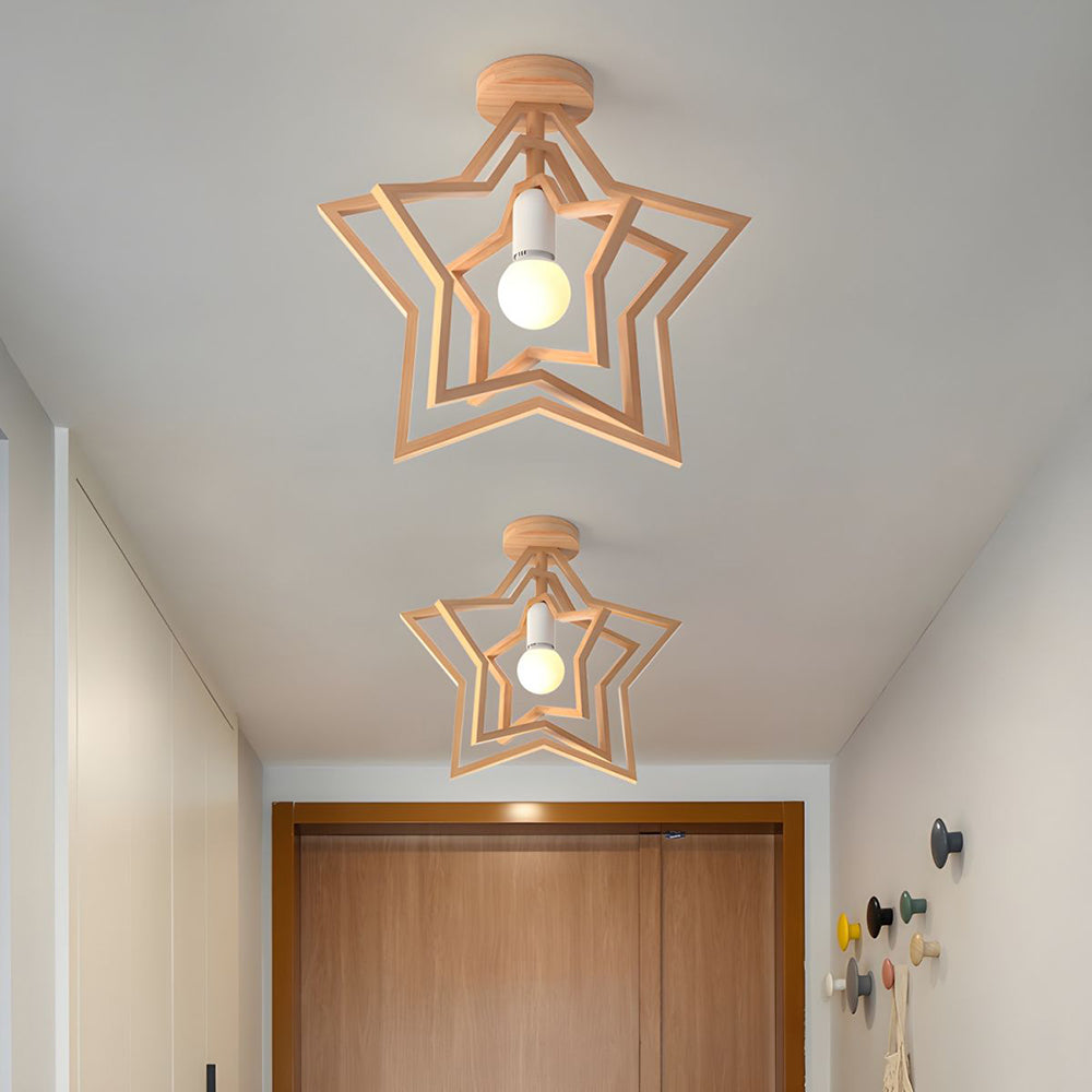 Muto Modern LED Geometrisch Käfig Deckenleuchte Holz/Acryl Schlafzimmer