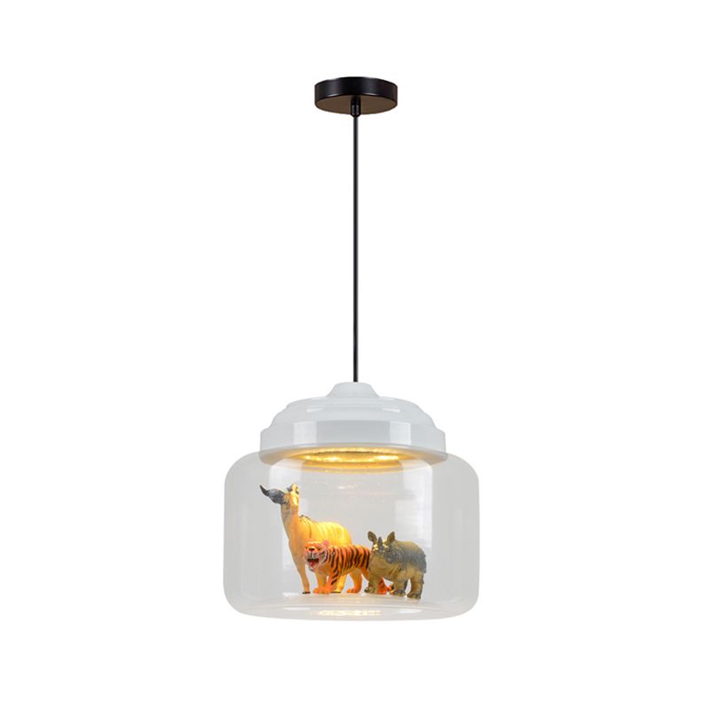Arisha Design Tiere LED Pendelleuchte Schwarz/Weiß Wohn/Schlaf/Kinderzimmer Metall&Glas ∅ 24CM