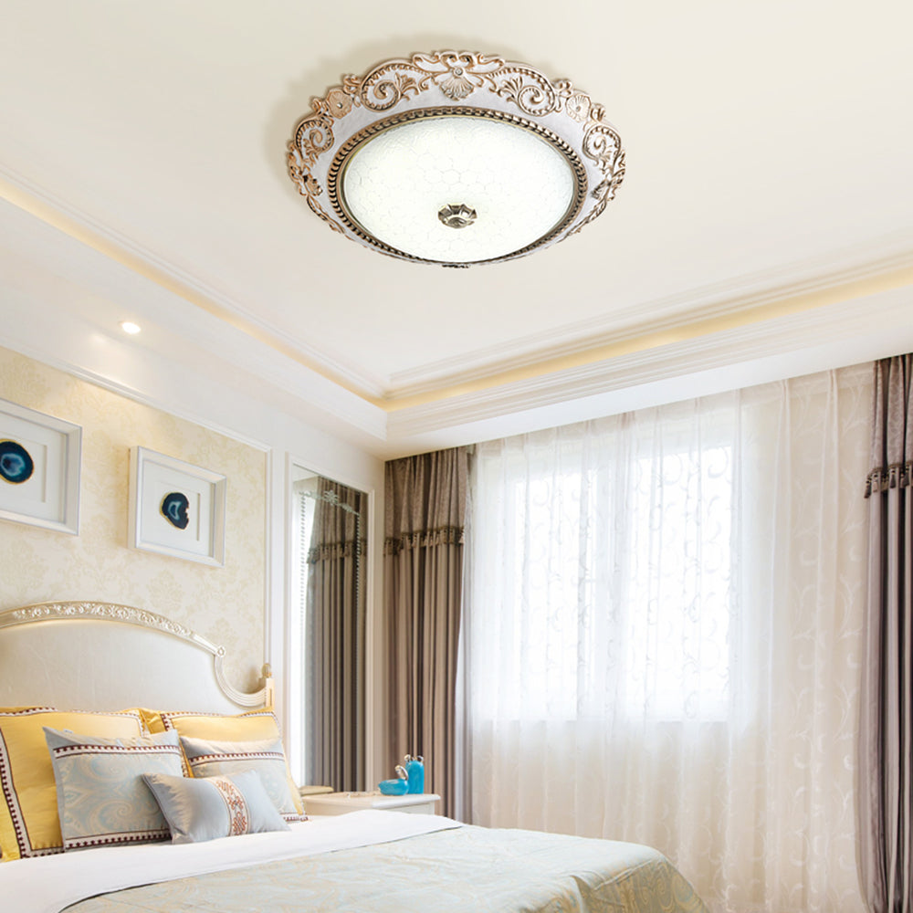 Arisha Traditionell Deckenleuchte, Weiß, Rund, Glas, Schlafzimmer