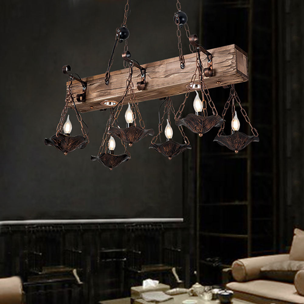 Epoch Industrielle LED Pendelleuchte Bronze Schlaf/Esszimmer Holz