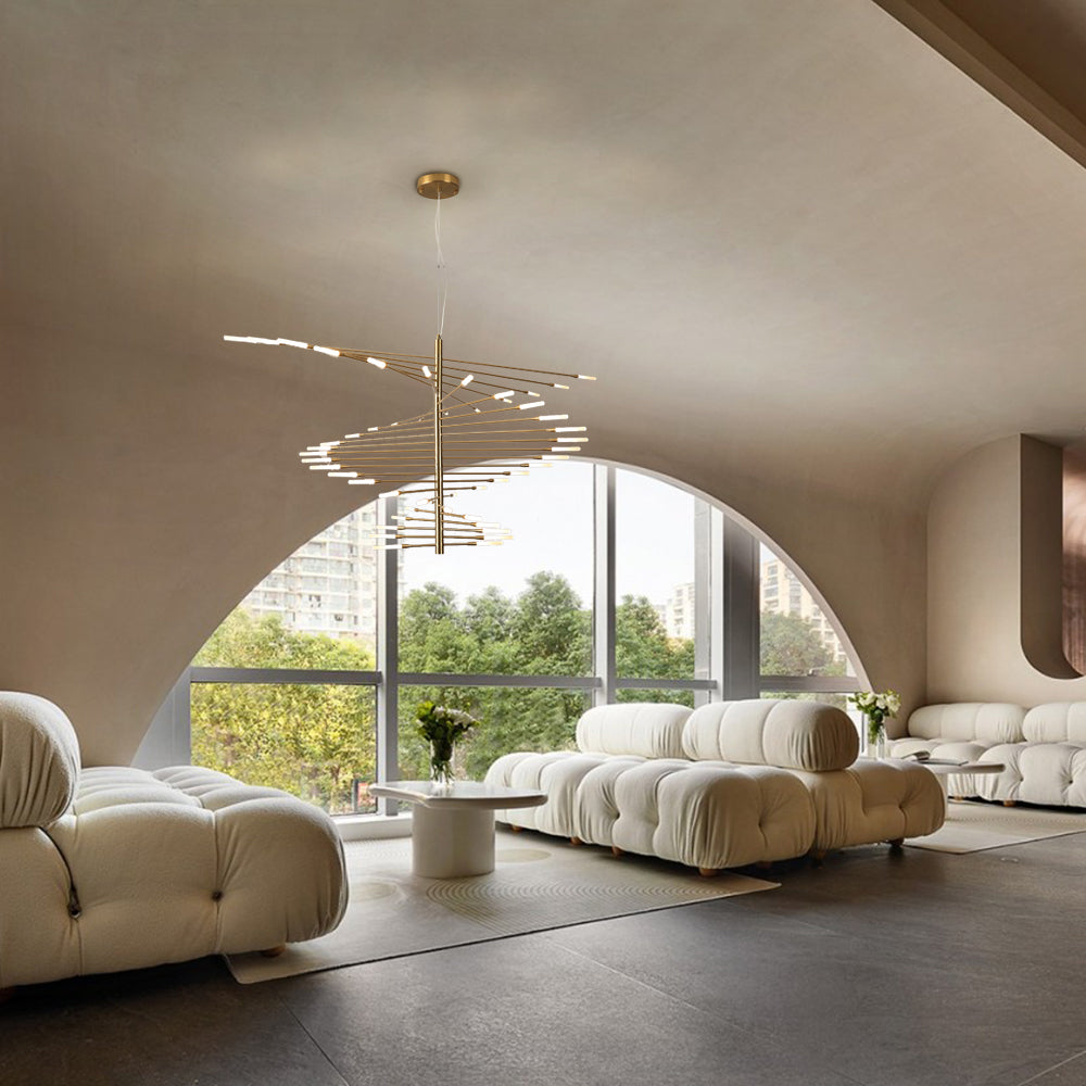 Arisha Kronleuchter Rotierendes Feuerwerk Schwarz/Gold Wohnzimmer/Kunstgalerie