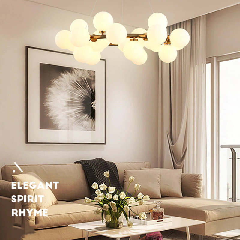 Valentina Design LED Pendelleuchte Schwarz/Gold Glas Ess/Wohnzimmer
