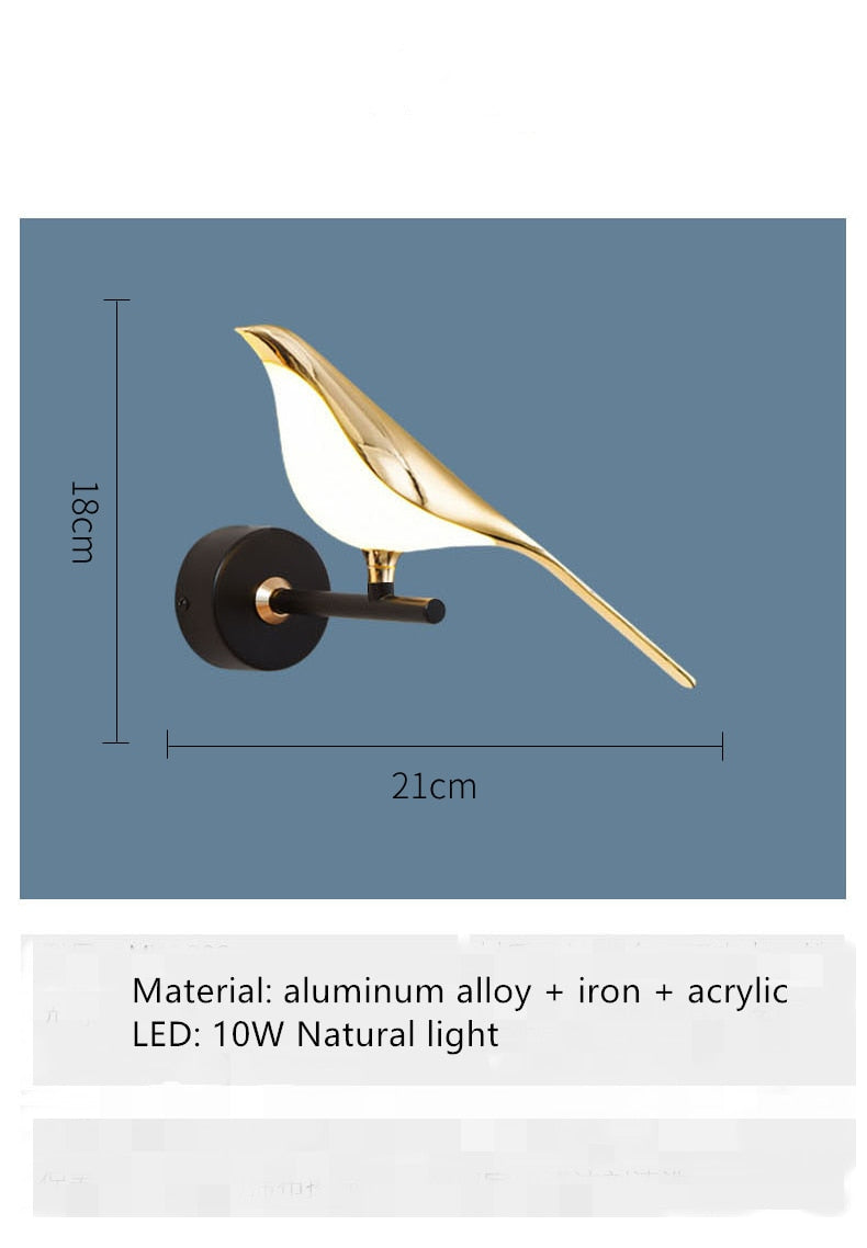 Arisha Minimalist Design LED Wandleuchte Gold Wohn/Schlaf/Kinderzimmer Metall&Acryl