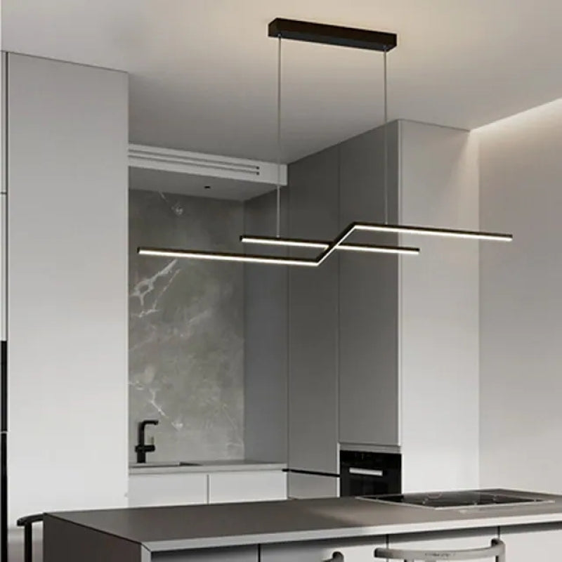 Arisha Modern Minimalistische Parallel Gefaltete Lineare LED Pendelleuchte Wohn/Schlaf/EsszimmerSchwarz/Gold Dimmbar