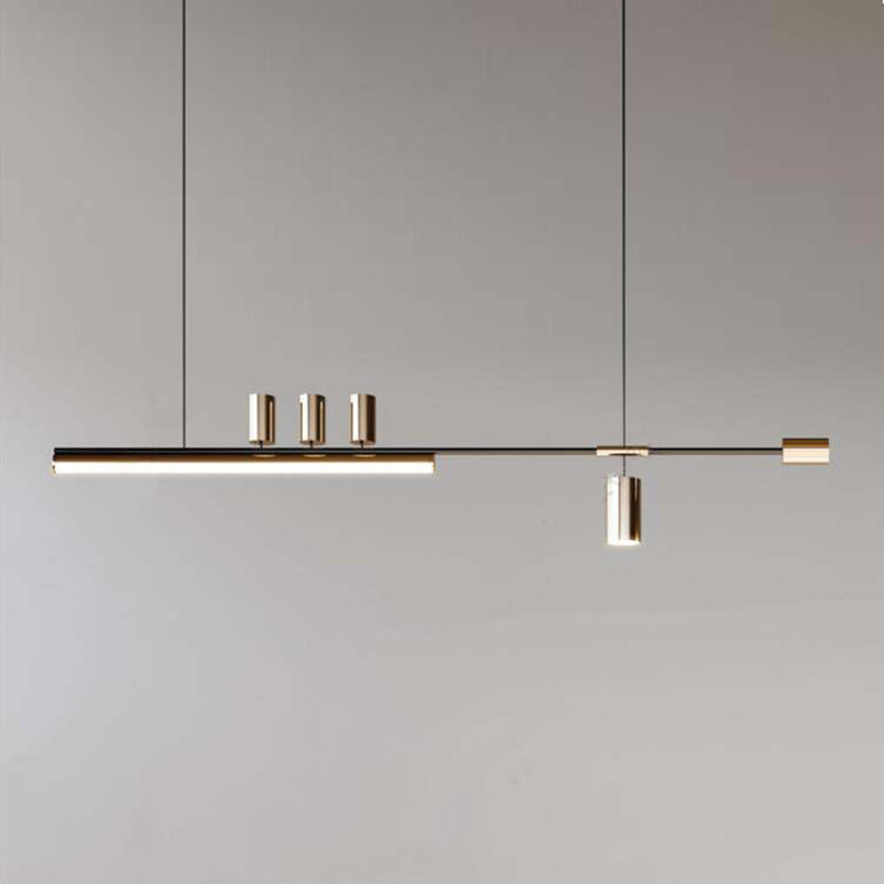 Arisha Modern LED Pendelleuchte Linear Zylinder Esstisch, Gold, Metall Acryl