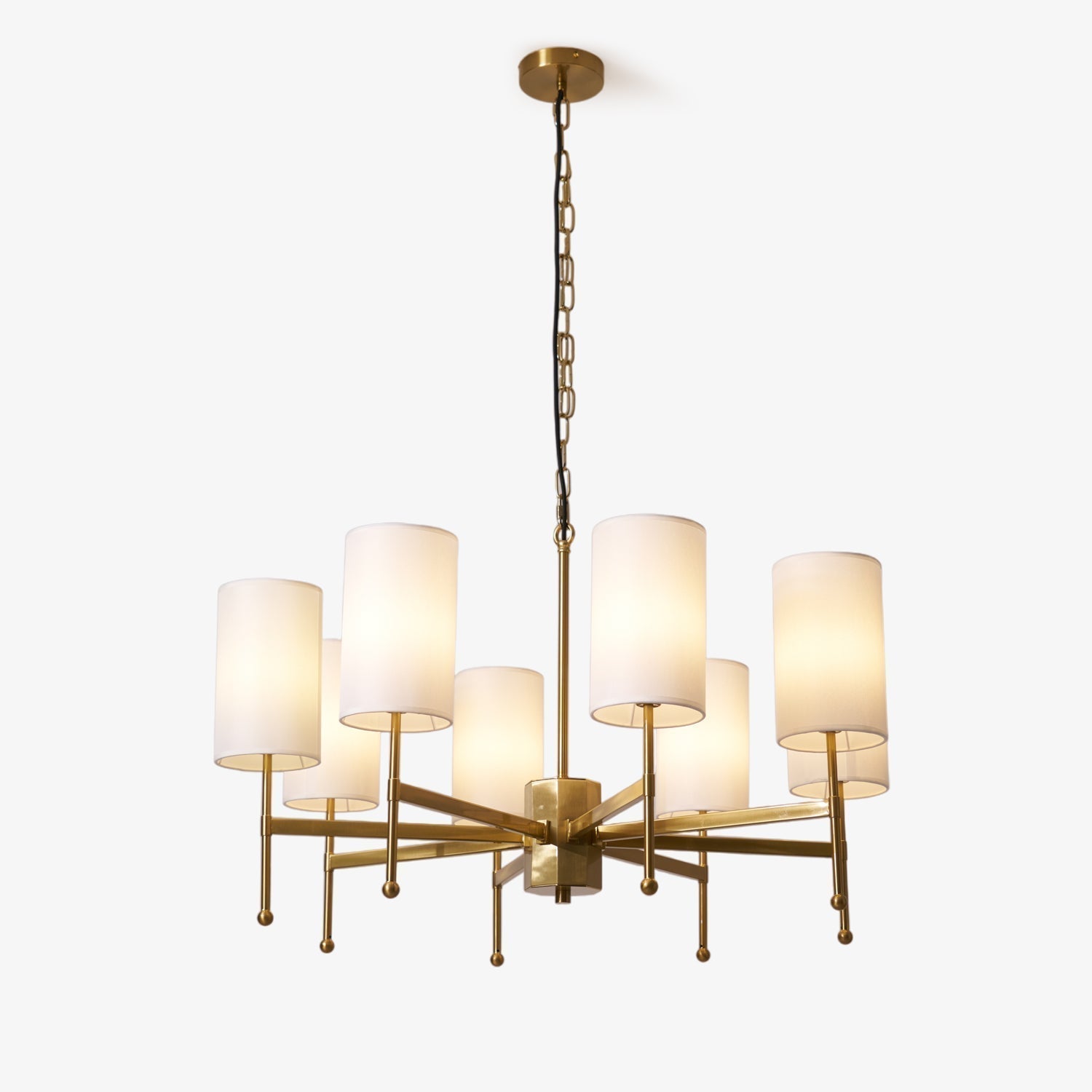 Ulcarisra Vintage Kronleuchter aus Messing mit Stoffbezug-Letslighting