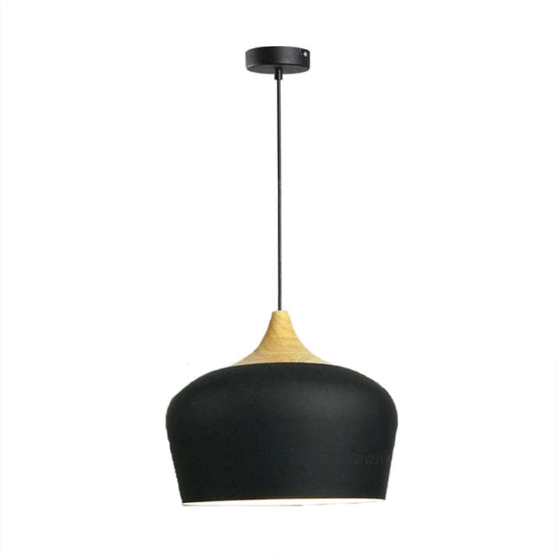 Arisha Modern Pendelleuchte Schale, Weiß/Schwarz, Esszimmer, Metall Holz-Letslighting