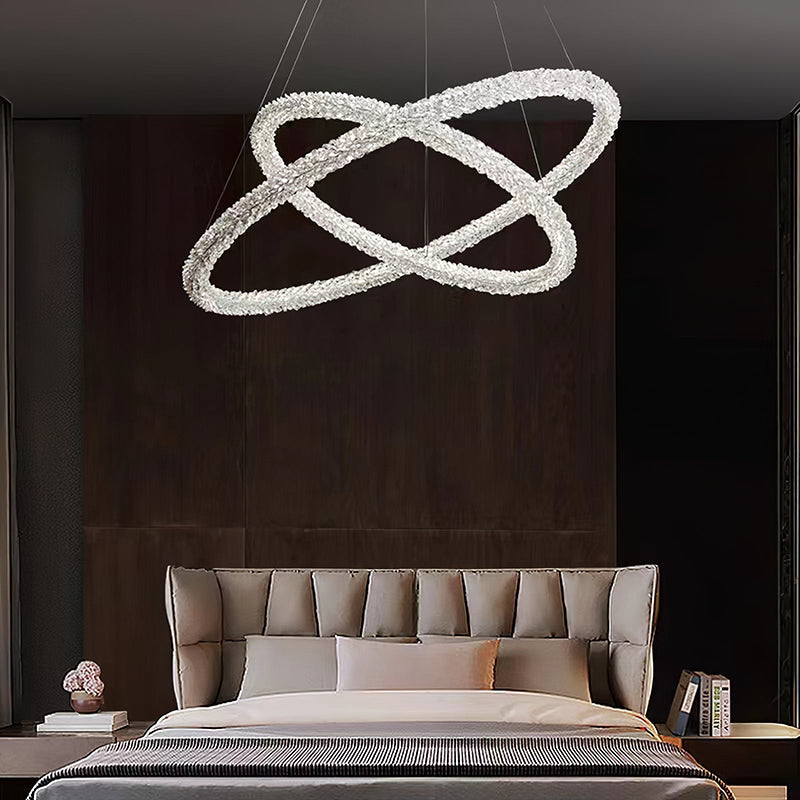 Kristy Design Rund LED Kronleuchter Metal Kristall Schlafzimmer Wohnzimmer