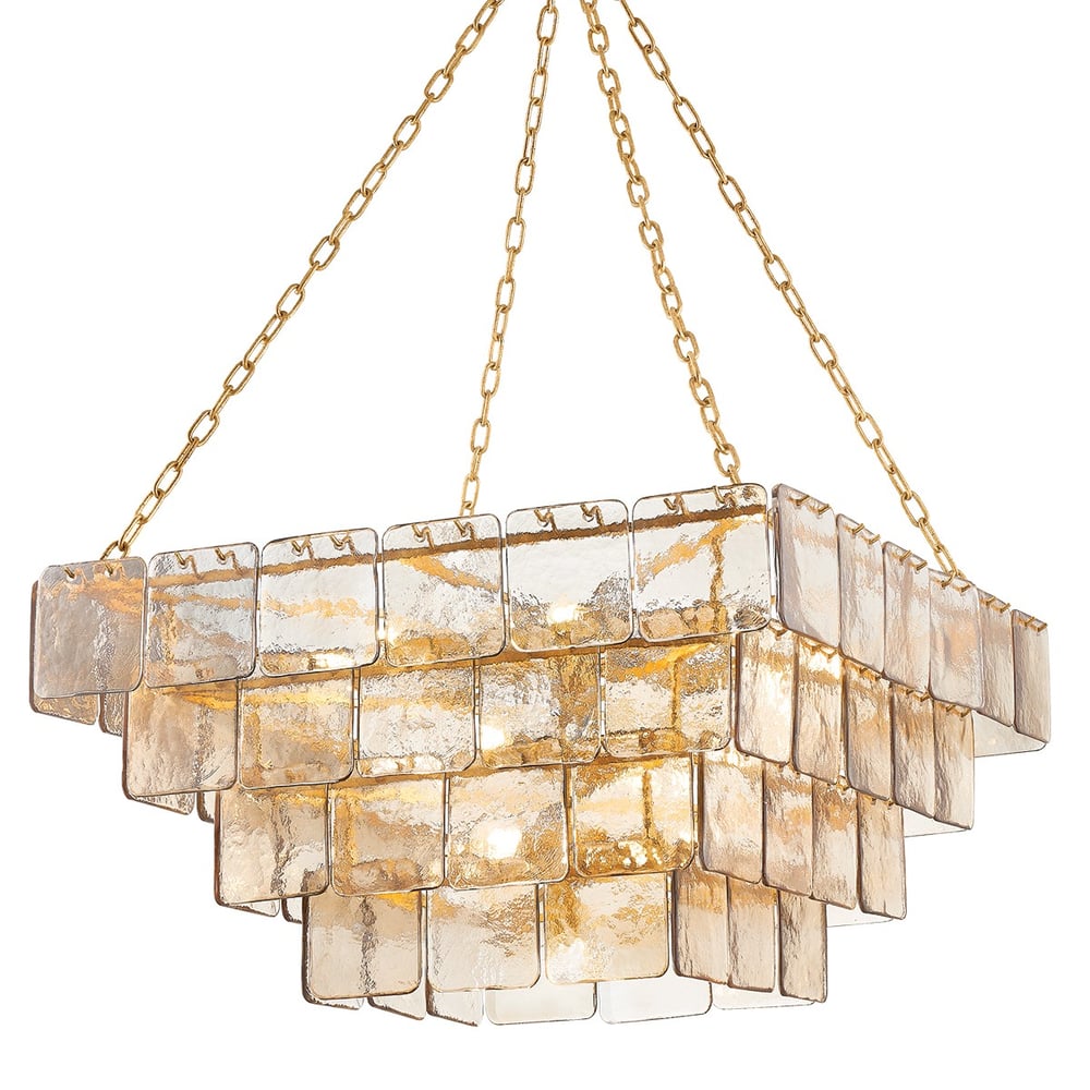 Aurora Chandelier Chain Champagne Piastre Glass Tiered - Neutralighting