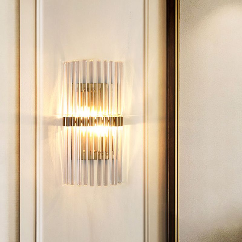 Ray Modern Zylindrisch LED Wandleuchte Gold Schlafzimmer/Flur Innen Metall&Kristall 45/50CM Lang