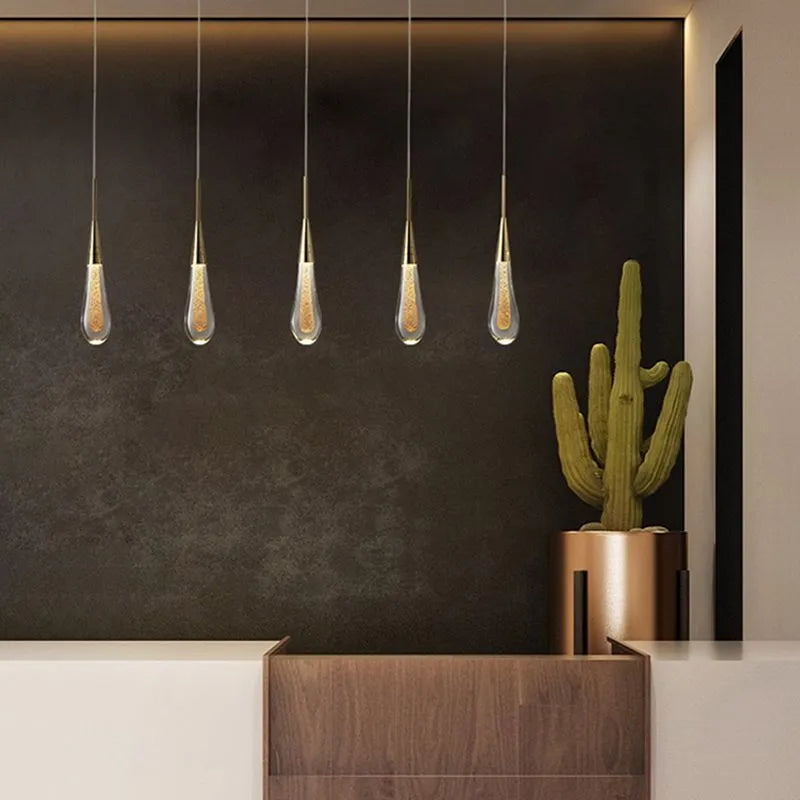 Kristy Pendelleuchte Tropfenform Gold Schlafzimmer Kristall/Metall 1/3/5-flammig