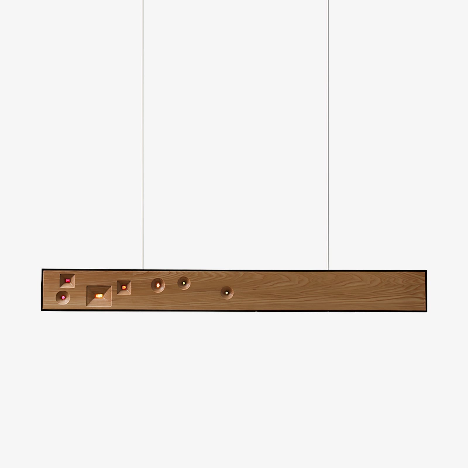 Lustra Lineare Pendelleuchte aus Holz mit Edelsteinen-Letslighting