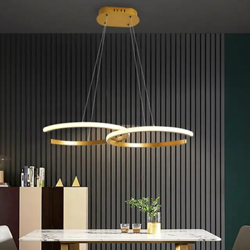 Arisha LED Pendelleuchte Dimmbar Schwarz/Gold Doppel-C Wohnzimmer