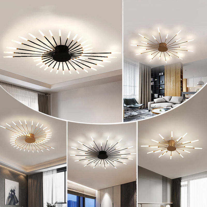 Lowry Industrial LED Deckenleuchte Schwarz/Gold Wohnzimmer Metall