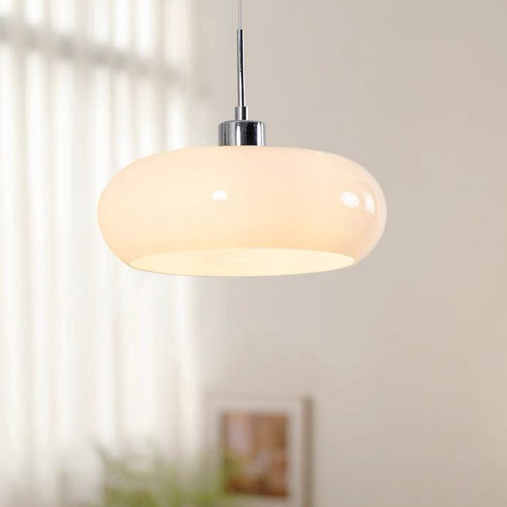 Aria Modern LED Pendelleuchte Weiß Glas Schlaf/Wohnzimmer