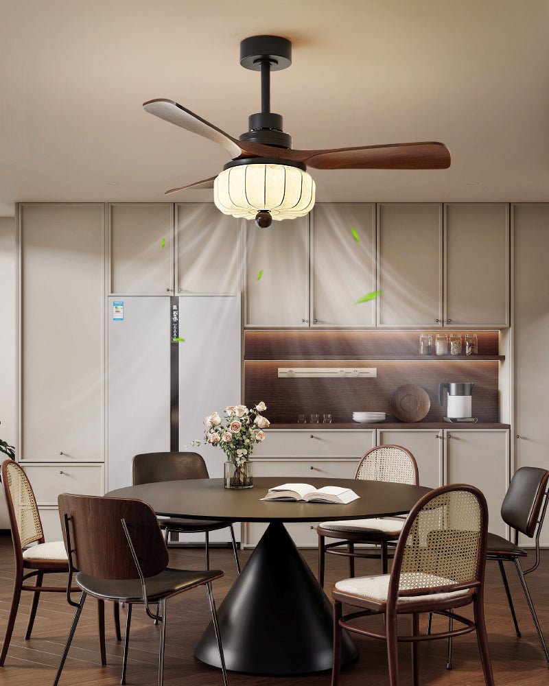 Svelk Vintage Deckenventilator mit Beleuchtung in Schwarz