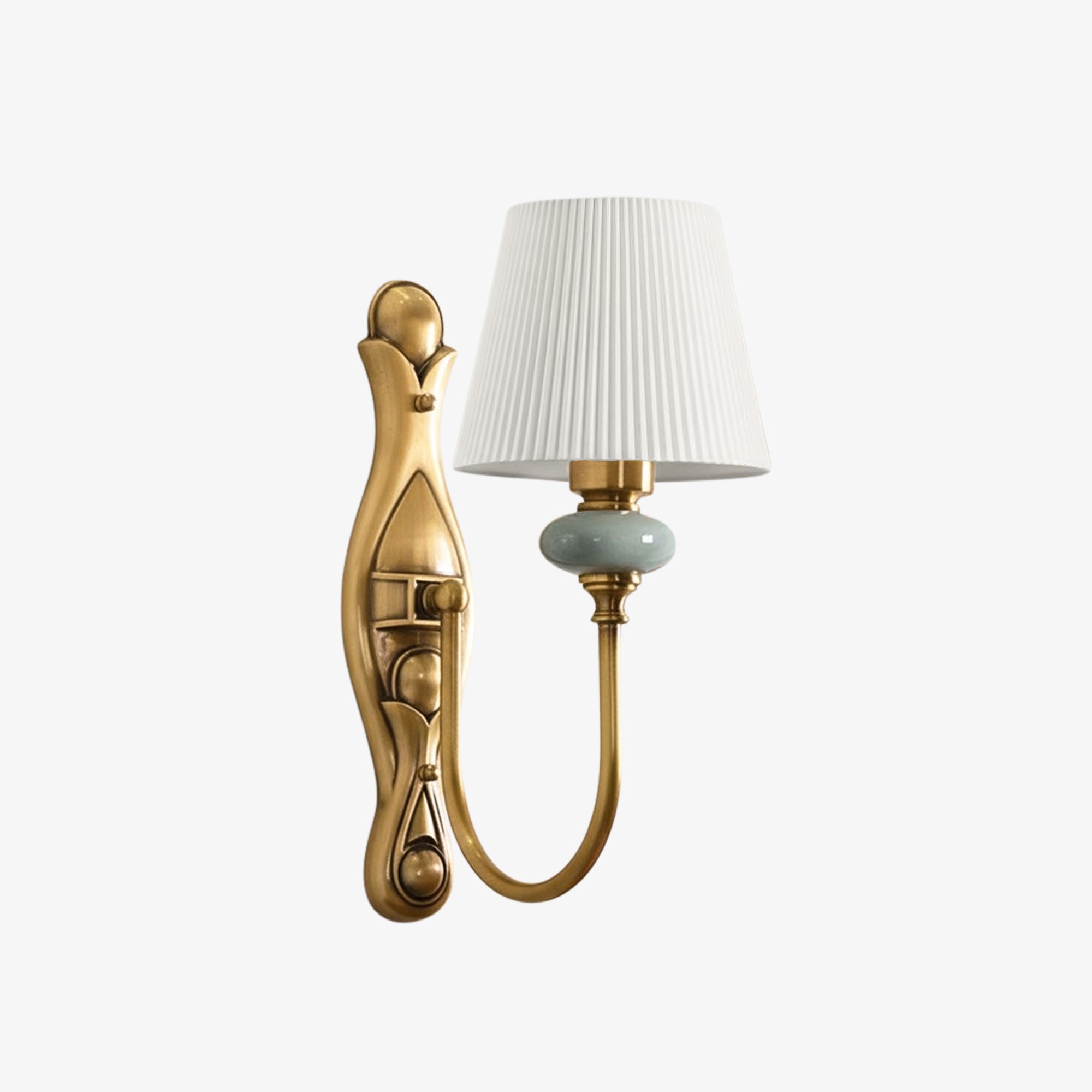 Rowanea Wandleuchte im modernen Landhausstil aus Keramik und Stoff für den Flur