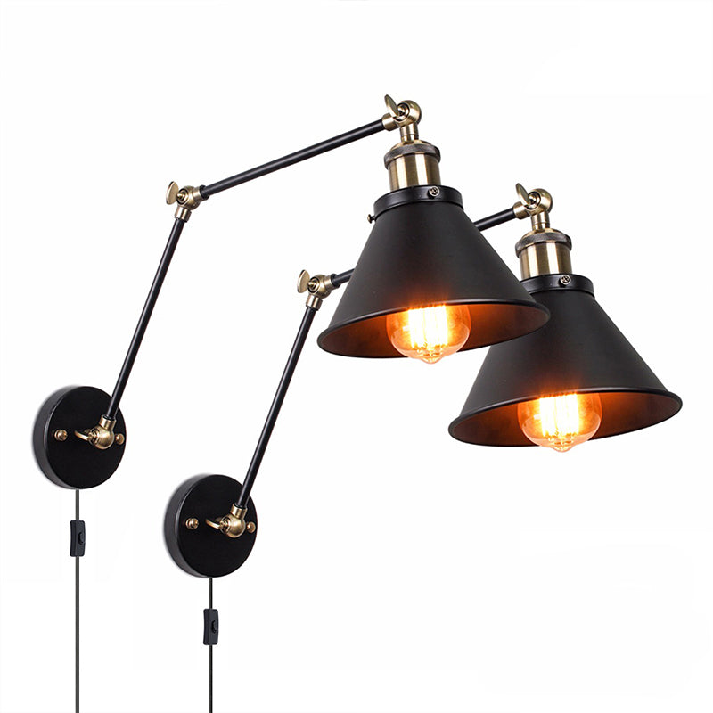Silva Retro Industrielle Wandleuchte LDE Schwarz, Schlafzimmer