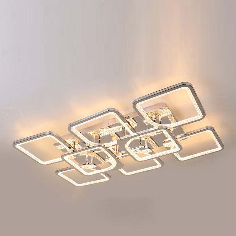 Arisha Design Luxus Quadrat LED Deckenleuchte Metall Acryl Wohnzimmer Schlafzimmer Esszimmer