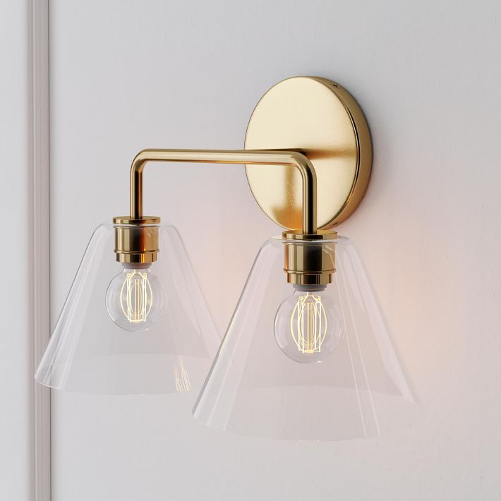 Conica Messing-Wandleuchte – Glas-Wandlampe für Flur und Schlafzimmer