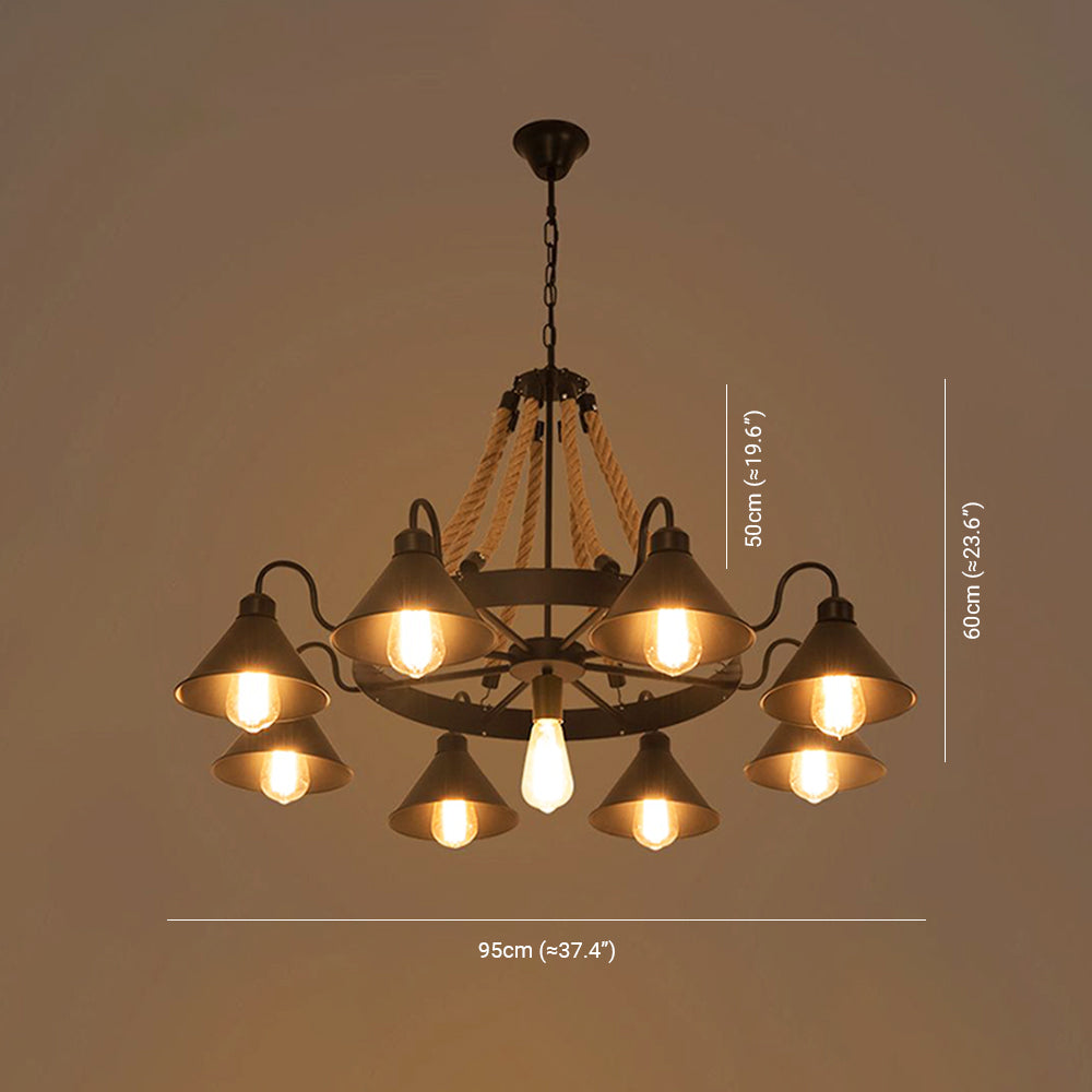 Epoch Vintage Industrial Rope LED Kronleuchter Schwarz Wohn/Schlafzimmer