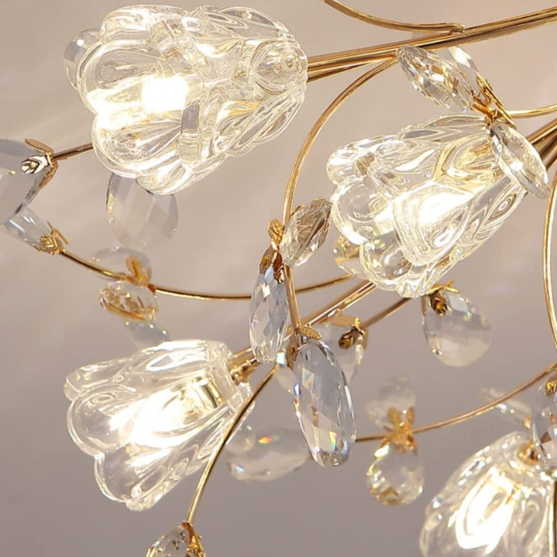 Kristy Deckenleuchte Blume Design LED Gold Wohn/Schlaf/Kinderzimmer Flur Glas
