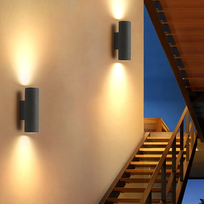 Ray Modern LED Außenwandleuchte Schwarz/Weiß Bad/Treppenhaus/Flur/Balkon/Garten Zement&Acryl