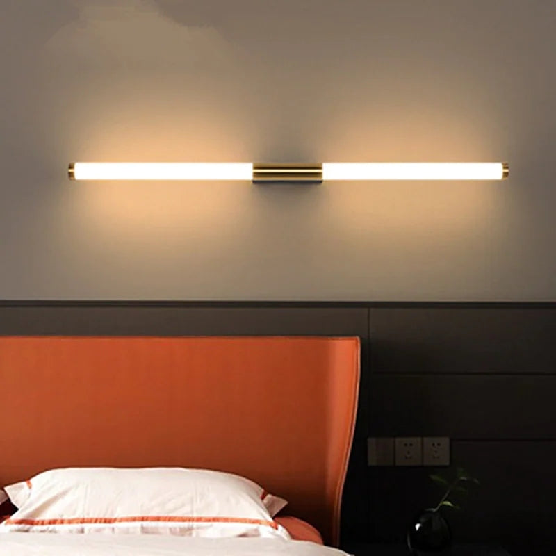 Arisha Einfache moderne Linear LED Wandleuchte Weiß-Gold Schlafzimmer Metall