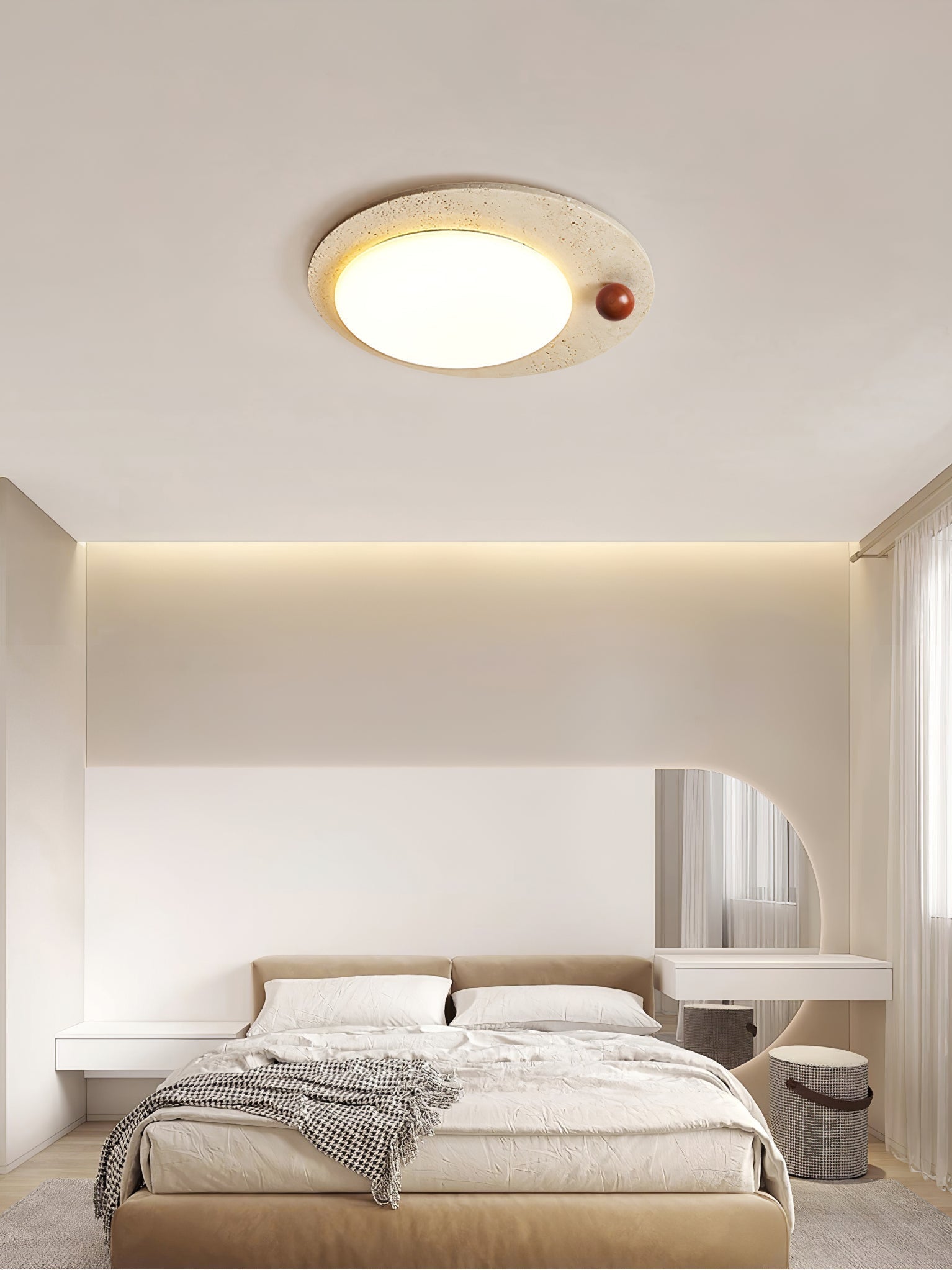 Circular Travertine Ceiling Light - Neutralighting