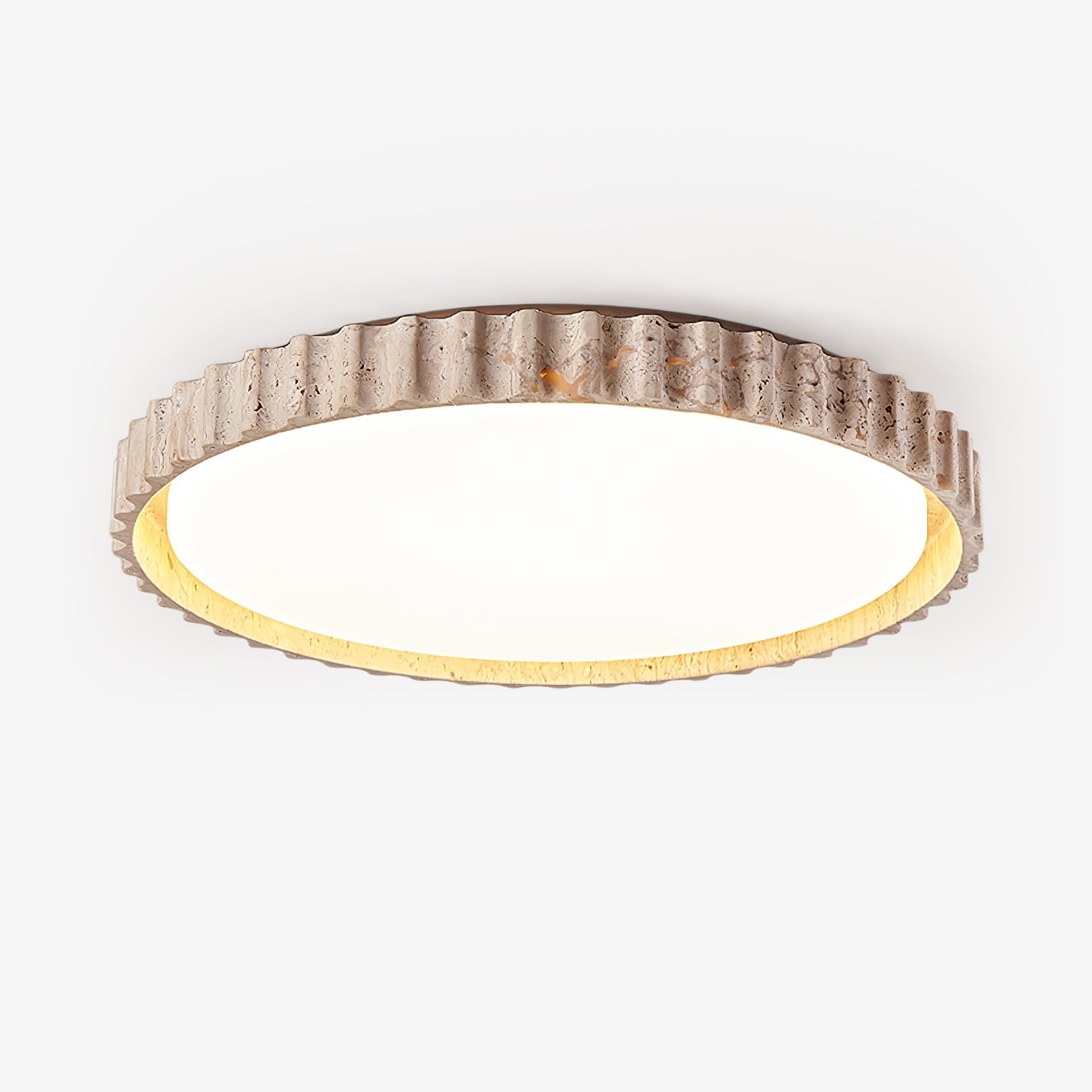 Ornorus Fluted Ring Travertine Ceiling Light - Neutralighting