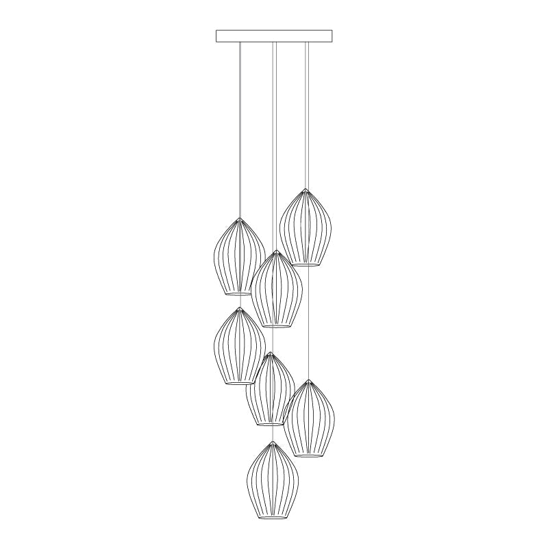 Solara Pendelleuchte Keramik Rippung Bone China Elegant-Letslighting