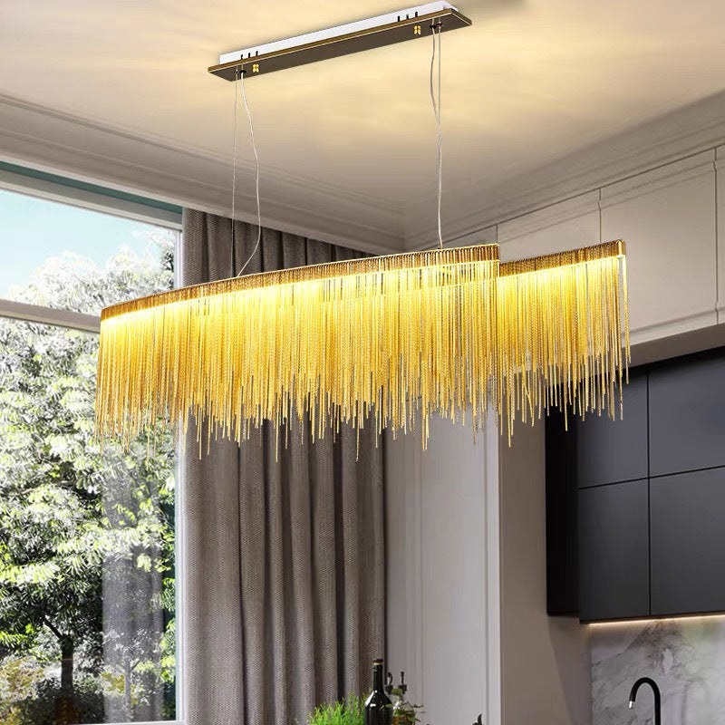Kristy Modern Quasten Kronleuchter Gold/Chrom LED Metall Esszimmer-Letslighting