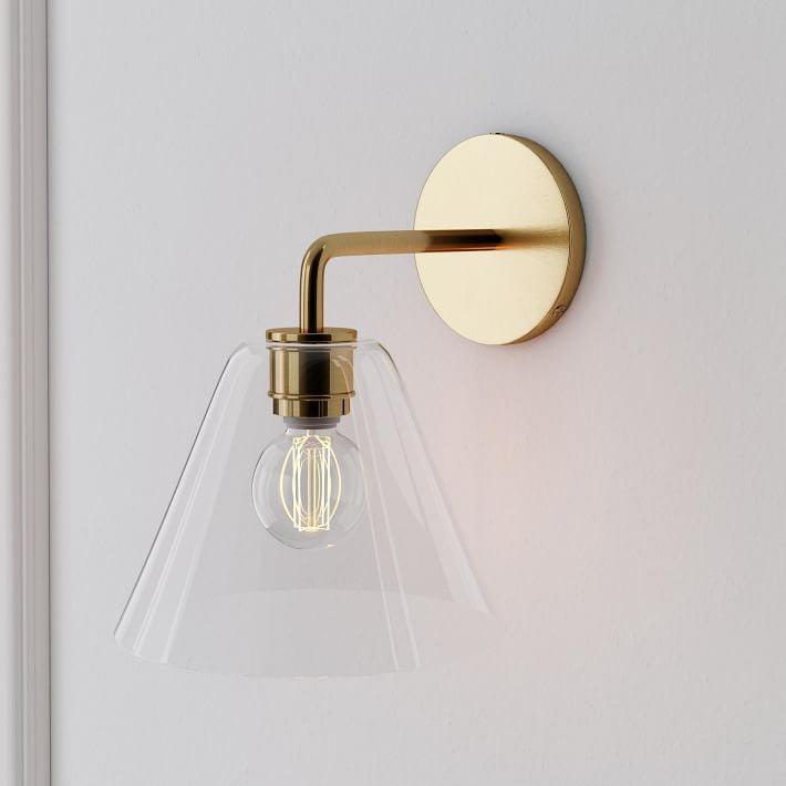 Conica Messing-Wandleuchte – Glas-Wandlampe für Flur und Schlafzimmer