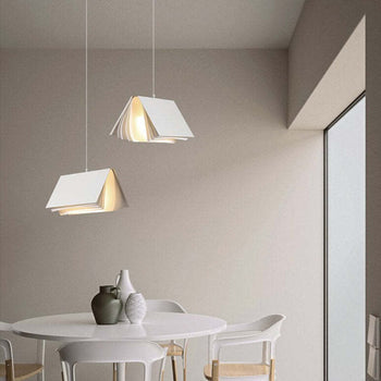 Arisha Design LED Pendelleuchte Weiß Schlafzimmer/Wohnzimmer Stoff