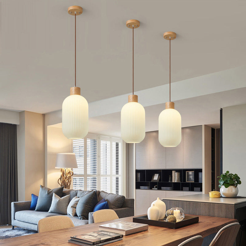 Muto Modern LED Pendelleuchte Weiß 2 Stile Ess/Wohnzimmer Holz/Glas