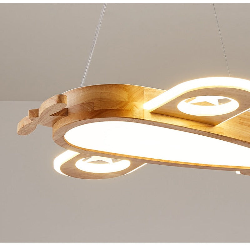 Aria Modern Pendelleuchte Flugzeugförmige Kinderzimmer, Gold, Holz Acryl