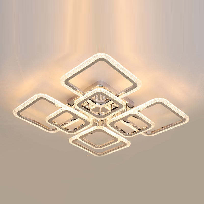 Arisha Design Luxus Quadrat LED Deckenleuchte Metall Acryl Wohnzimmer Schlafzimmer Esszimmer