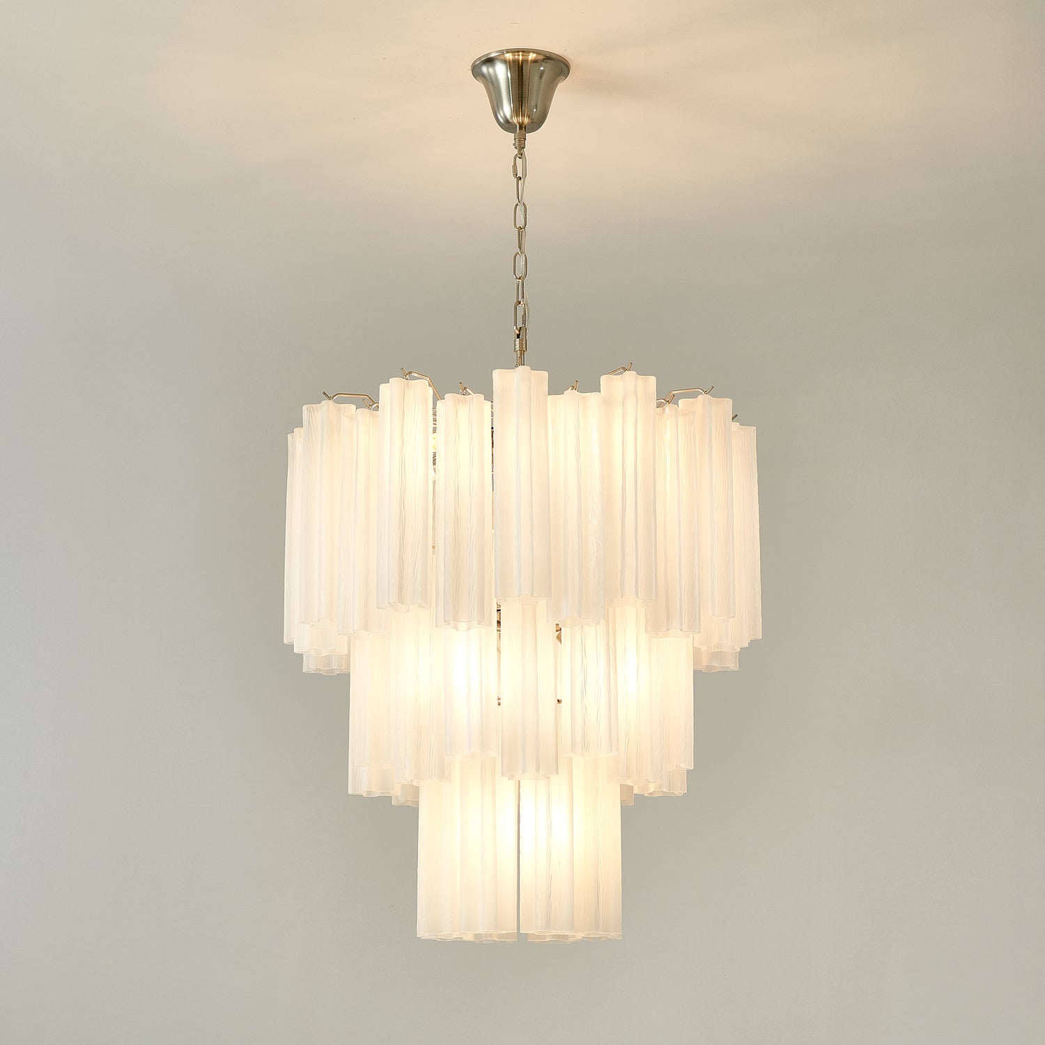 Aurora Chandelier Frosted Glass Tubes Layered Minimalist - Neutralighting