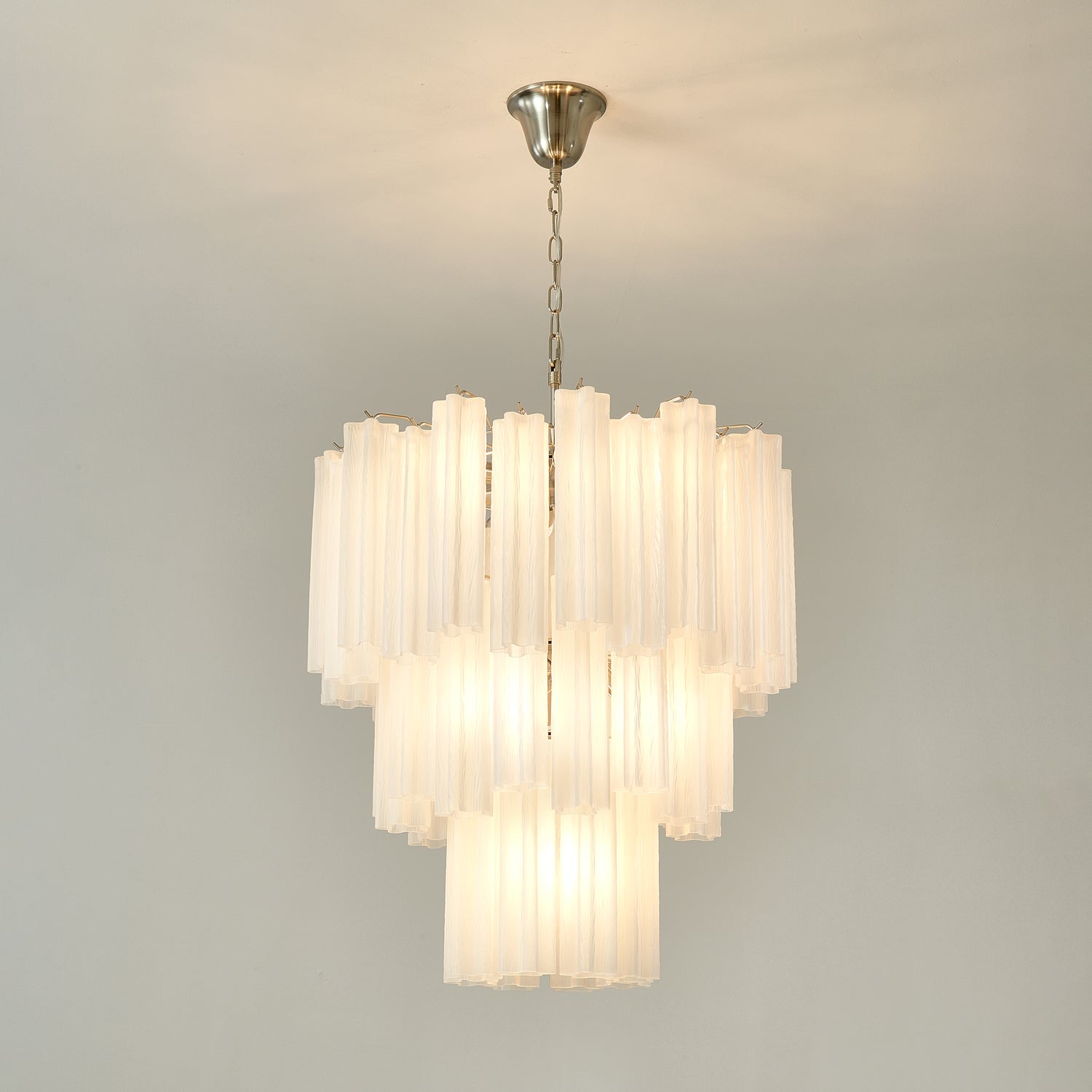 Aurora Chandelier Frosted Glass Tubes Layered Minimalist - Neutralighting