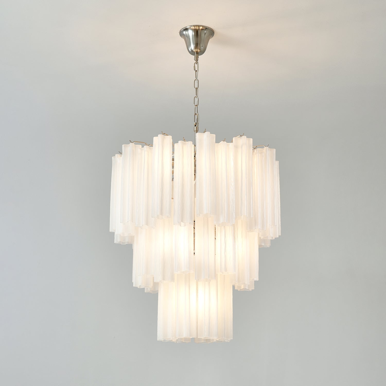 Aurora Chandelier Frosted Glass Tubes Layered Minimalist - Neutralighting