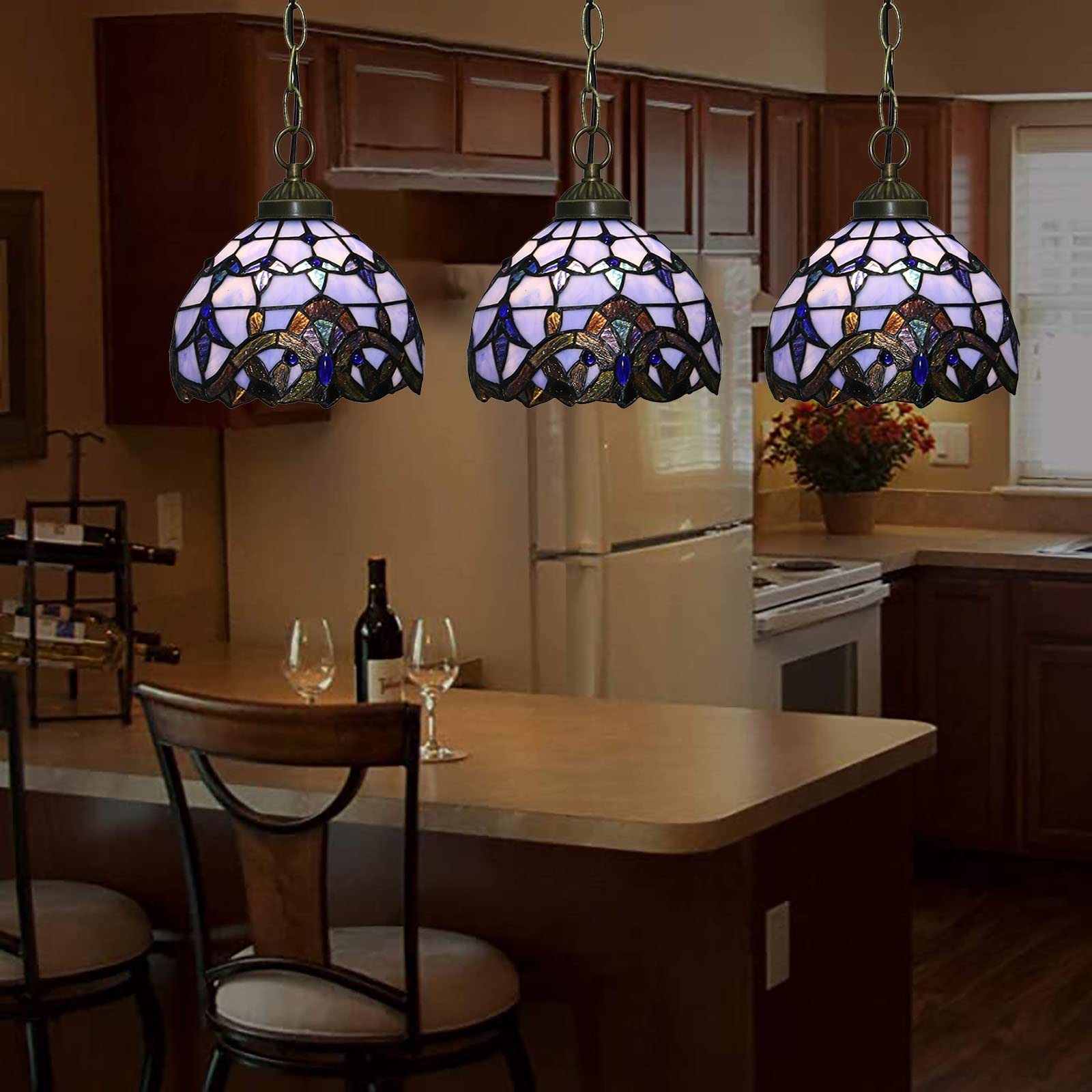 Arisha Vintage LED Pendelleuchte Lila Metall/Glas Wohnzimmer