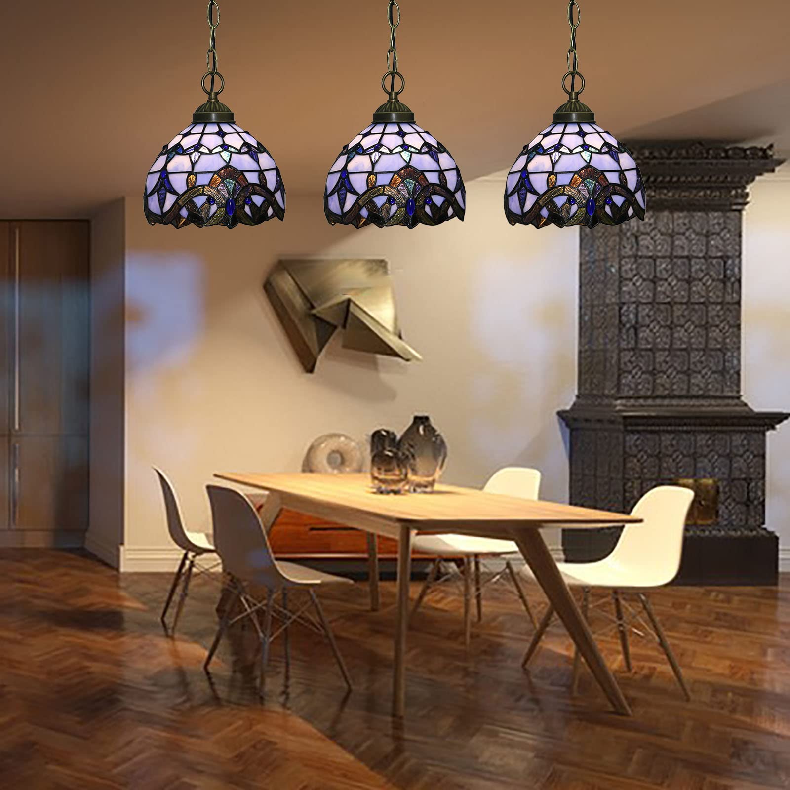 Arisha Vintage LED Pendelleuchte Lila Metall/Glas Wohnzimmer