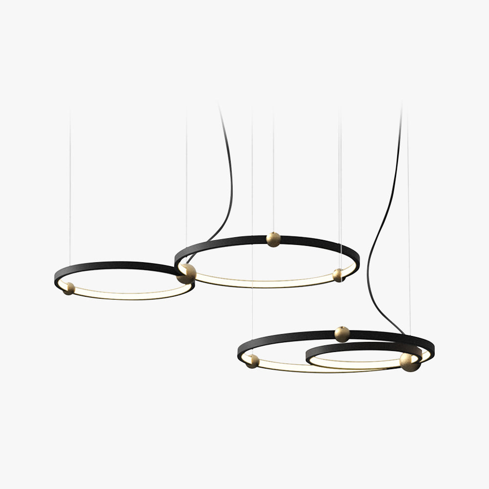 Arisha Pendelleuchte, 2/3 Ring, Metall, Schwarz, Esszimmer