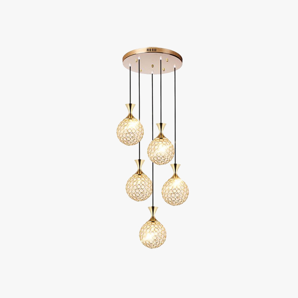 Valentina Modern LED Kugel Kristall Pendelleuchte Gold Wohnzimmer