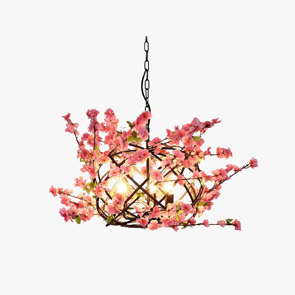 Olivia Industriell Blumen Metall Kronleuchter Rosa/Schwarz Wohnzimmer