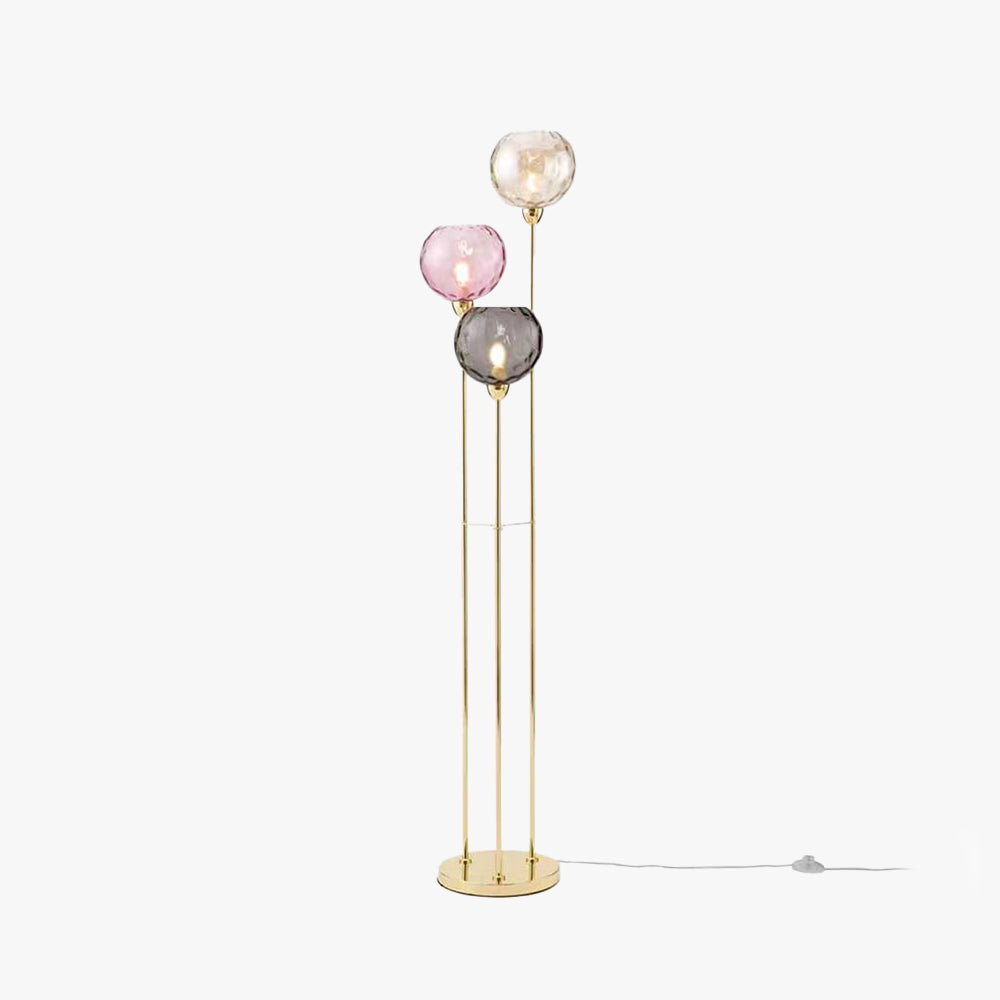 Valentina Modern Blase LED Stehleuchte Rosa-Grau / Orange-Blau Wohn/Schlaf/Arbeitszimmer Metall Glas 3-flammig, 2 Farben, Höhe 153CM