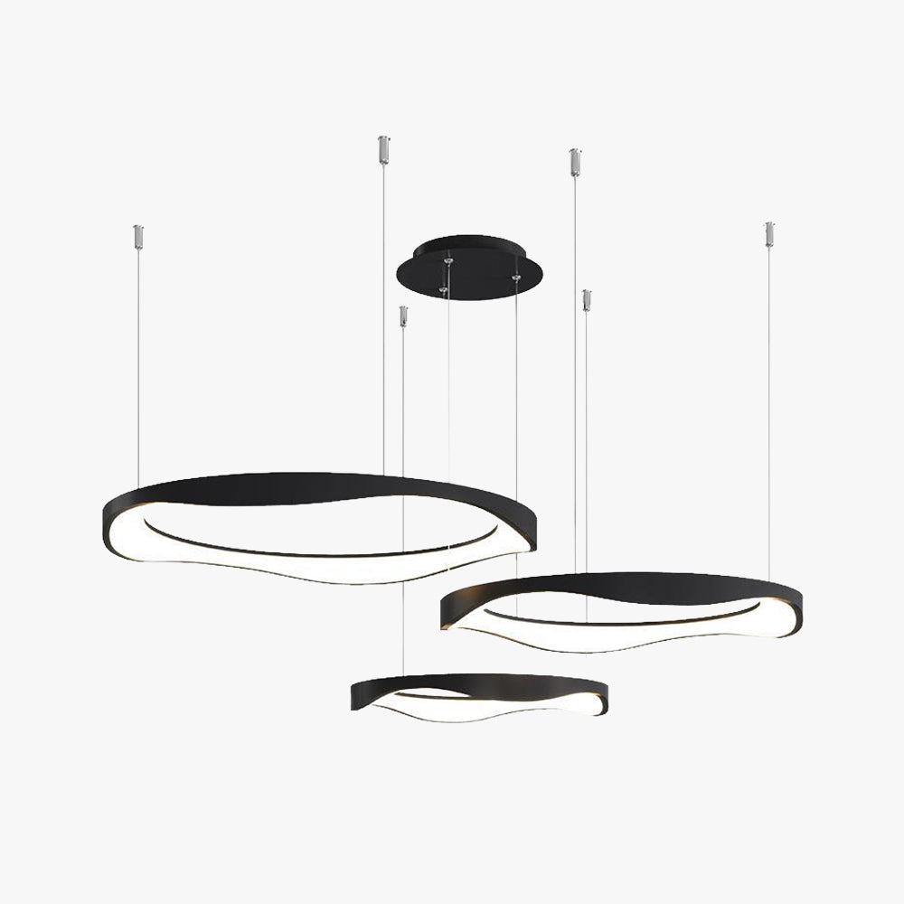 Arisha Modern LED Pendelleuchte Ring Esstisch, Schwarz/Weiß, Metall Acryl
